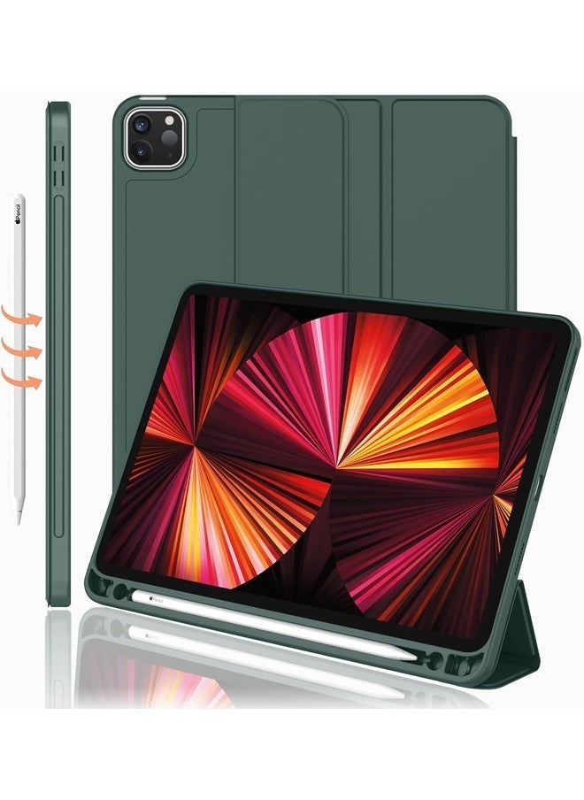 IAF Midnight Green Trifold Smart Case for iPad Pro 11-Inch (2022/2021) - Soft TPU Back, Pencil Holder, Auto Wake/Sleep, and Charging Support - Image 1