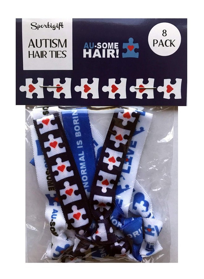 Sportigift 8 Piece Autism Awareness Hair Elastic Set - Autism Puzzle Piece Gifts - Autism Gifts - Autism Awareness Gifts - MADE in the USA  - Image 3
