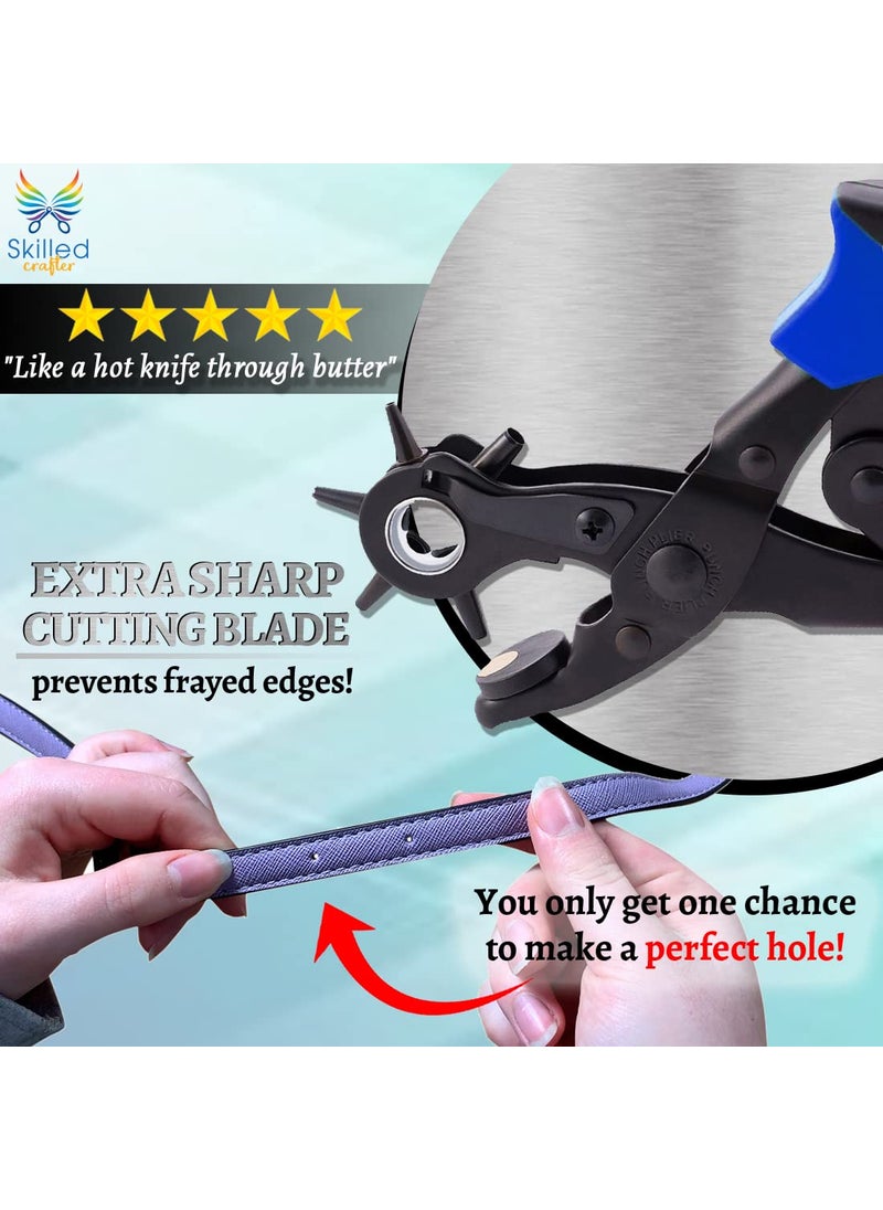 Skilled Crafter Leather Hole Punch by Skilled Crafter Easily Punches Perfect Round Holes FREE Ruler Awl Tool Our Best Professional Puncher for Belt Saddle Tack Watch Strap Shoe Fabric Eyelet etc 2Yr Wrnty  - Image 2