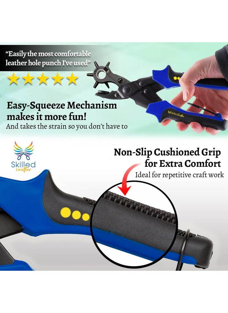 Skilled Crafter Leather Hole Punch by Skilled Crafter Easily Punches Perfect Round Holes FREE Ruler Awl Tool Our Best Professional Puncher for Belt Saddle Tack Watch Strap Shoe Fabric Eyelet etc 2Yr Wrnty  - Image 4