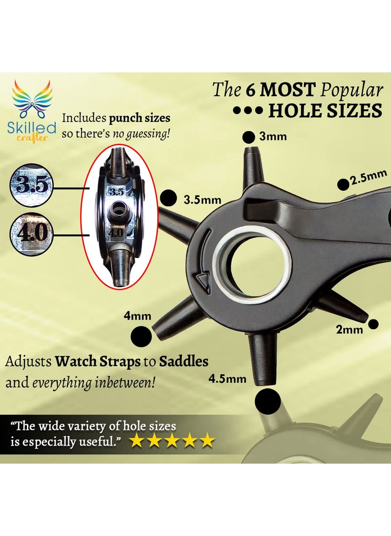 Skilled Crafter Leather Hole Punch by Skilled Crafter Easily Punches Perfect Round Holes FREE Ruler Awl Tool Our Best Professional Puncher for Belt Saddle Tack Watch Strap Shoe Fabric Eyelet etc 2Yr Wrnty  - Image 5