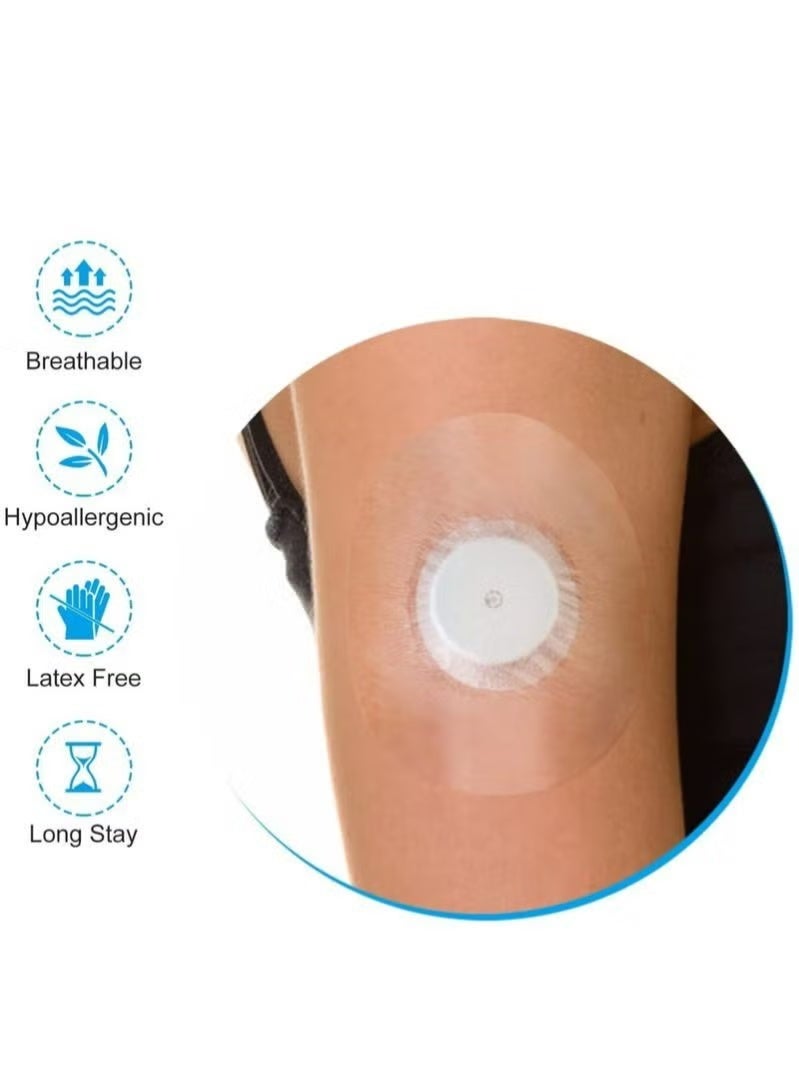 SKT Shiketro 40-pack of Libre 2 FreeStyle Glucose Monitoring System Waterproof Shower Patches, Transparent Adhesive Patches, 7.5CM Waterproof Protective Film for Sensors, Pre-cut Transparent Protective Sticker, Non-porous Transparent CGM Patch Tape - Image 2