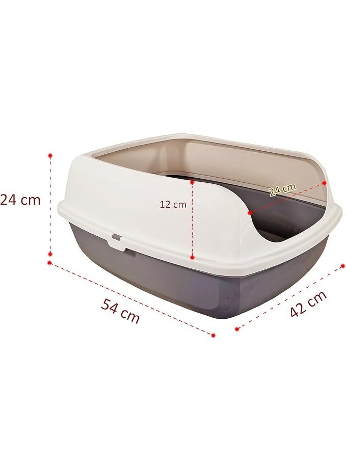 أن ان سي بيتس صندوق قمامة قطط شبه مغلق بتصميم قابل للفصل، وحواف مرتفعة، ومغرفة قمامة، ومرحاض قطط بلاستيكي متين للقطط المتوسطة إلى الكبيرة، مناسب للاستخدام الداخلي/الخارجي، سهل التنظيف (54 سم) - Image 2