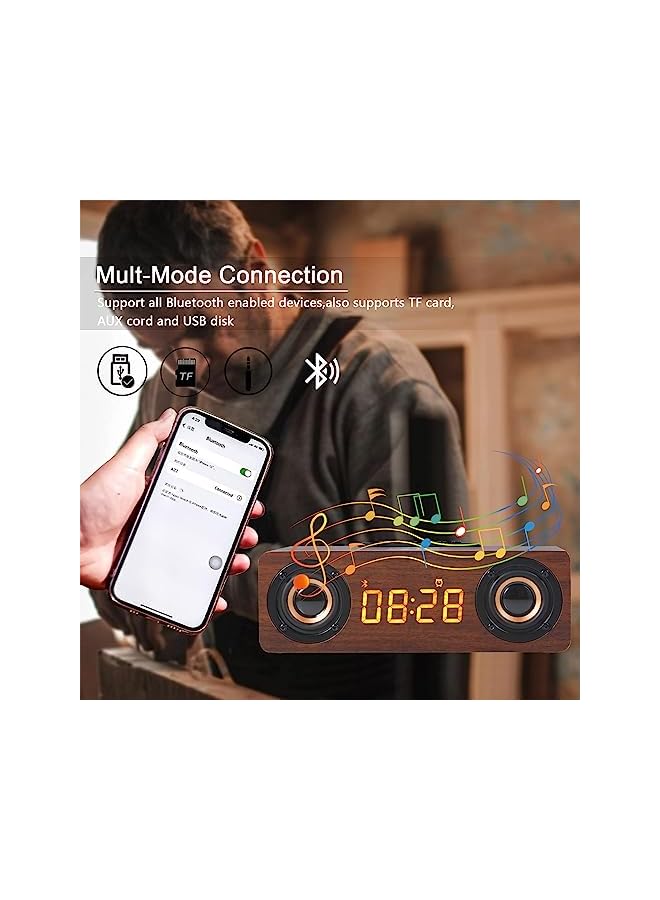 Raxoom Digital Alarm Clock With Wireless Charging, 4 In 1 Alarm Clocks Bedside With Bluetooth Speaker For Bedroom, Office, One Alarm, 12/24H, LED Display - Image 2