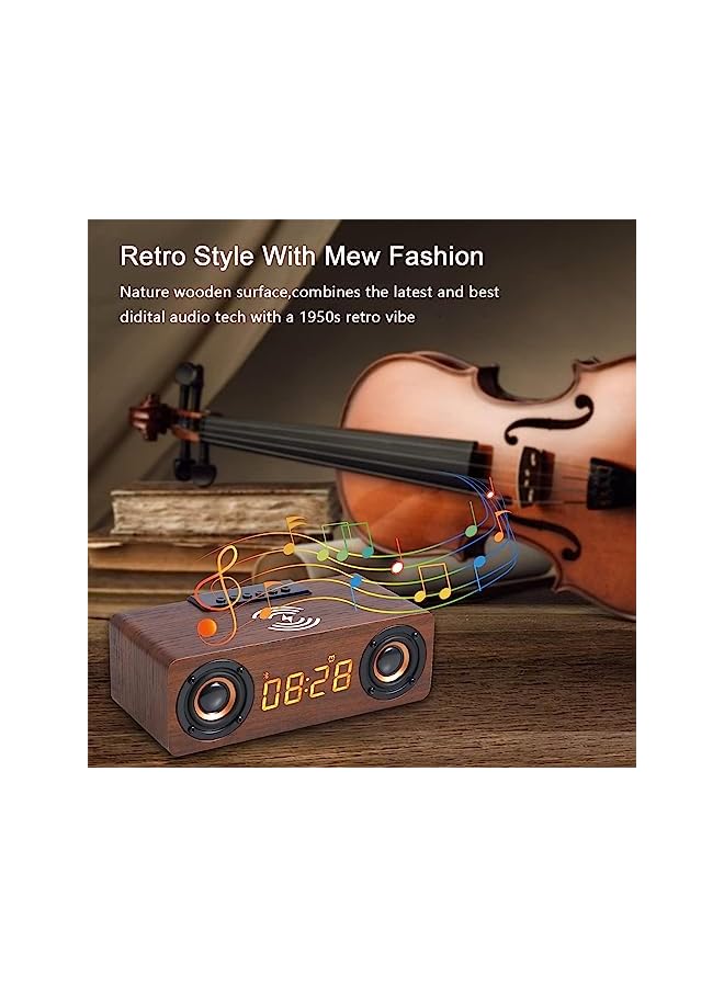 Raxoom Digital Alarm Clock With Wireless Charging, 4 In 1 Alarm Clocks Bedside With Bluetooth Speaker For Bedroom, Office, One Alarm, 12/24H, LED Display - Image 3