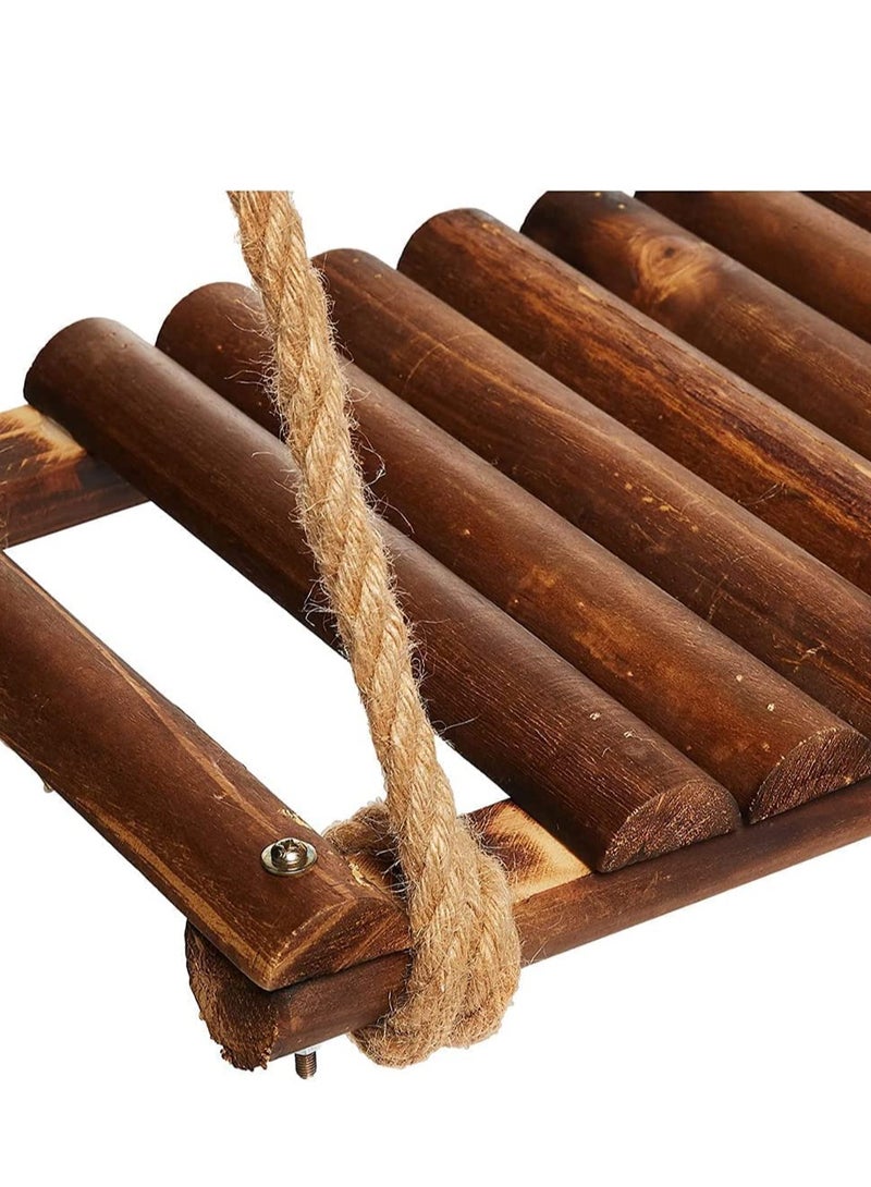 𝐅𝐅𝐃 Wooden Swing Seat for Adults - Durable Tree Swing with Adjustable Hemp Rope, Weatherproof Pine Wood for Indoor & Outdoor Use, Garden Swing Seat for Kids & Adults - Image 3
