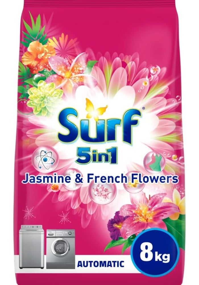 surf مسحوق غسيل سيرف 5 في 1 - ياسمين وزهور فرنسية، 8 كجم - Image 1