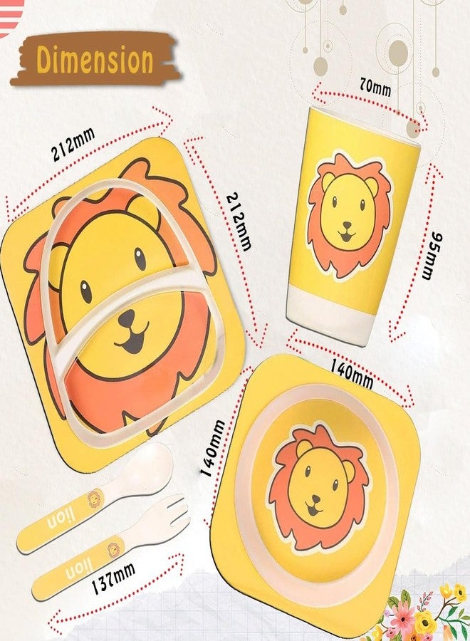 Tony Stark Bamboo Baby Feeding Set - 5-Piece Tableware for Toddlers, Kids & Babies Includes Plate, Bowl, Cup, Spoon, Fork - BPA-Free, Unbreakable Eco-Friendly |Organic & Natural (Lion Cub) - Image 4