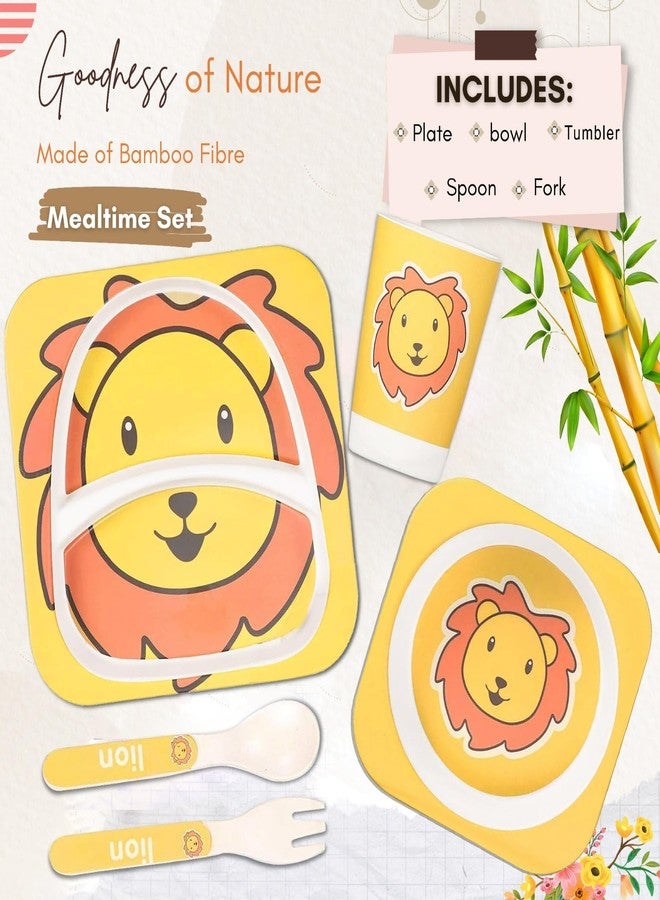 Tony Stark Bamboo Baby Feeding Set - 5-Piece Tableware for Toddlers, Kids & Babies Includes Plate, Bowl, Cup, Spoon, Fork - BPA-Free, Unbreakable Eco-Friendly |Organic & Natural (Lion Cub) - Image 5