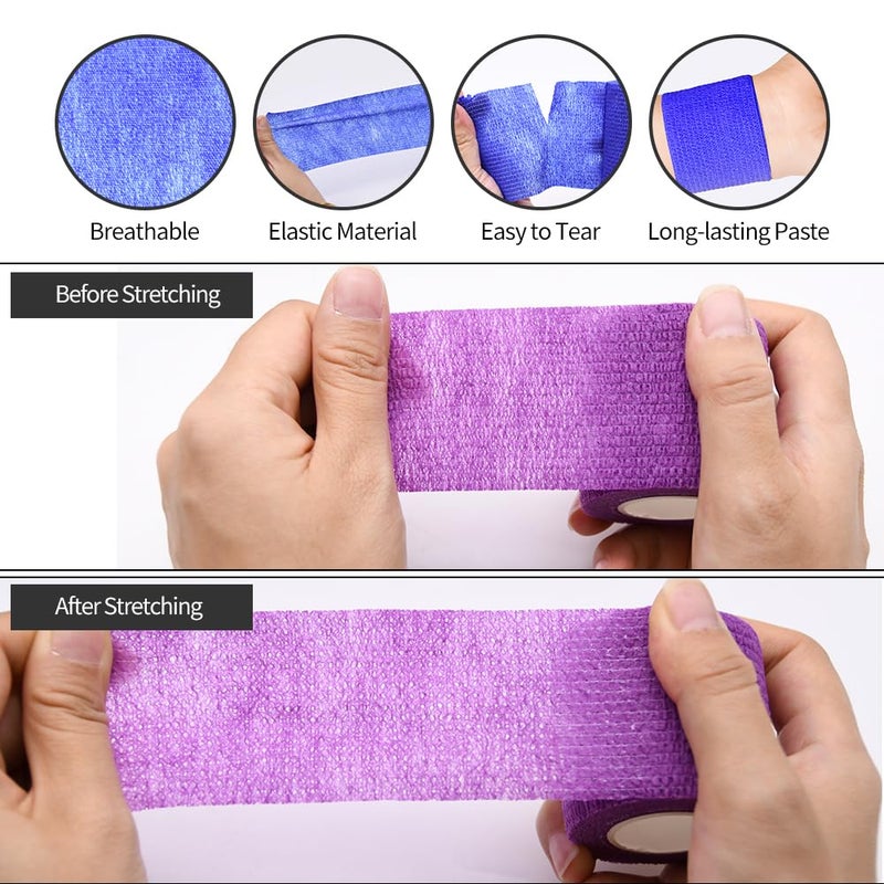 Ruby Q 3" Self Adhesive Bandage Wraps, 6pcs Vet Wraps, Skin Color, 5 Yard Self Adherent Wraps for Sports, Wrist, Ankle and Swelling - Image 5