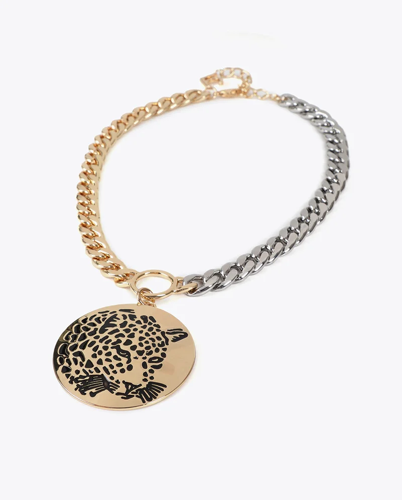 لولا كساديمونت قلادة سلسلة مزدوجة بقلادة وجه نمر