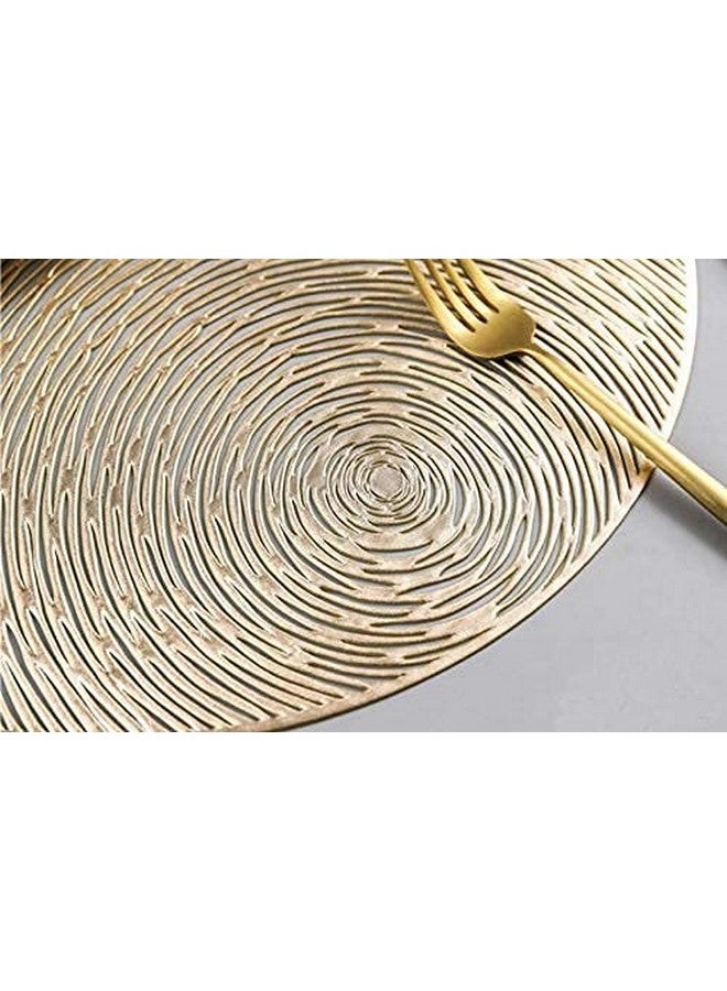 Home-Cloud حصائر طاولة دائرية من بوليستر/حصائر طاولة دائرية/حصائر طاولة PVC دائرية/حصائر طاولة طعام بتصميم مقصوص/حصائر طاولة زينة/حصائر طاولة جانبية (ذهبي، مجموعة من 4) - Image 3