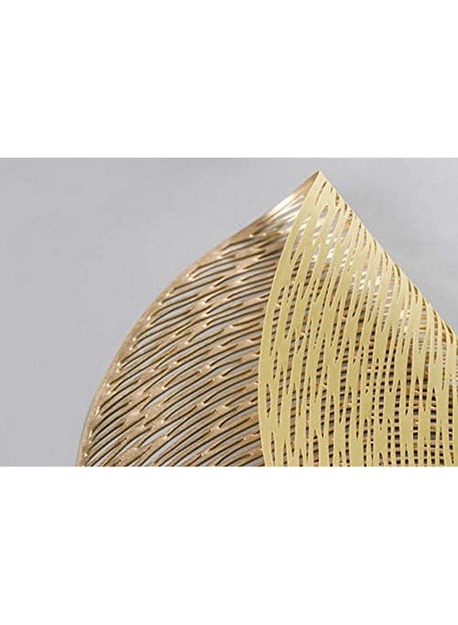 Home-Cloud حصائر طاولة دائرية من بوليستر/حصائر طاولة دائرية/حصائر طاولة PVC دائرية/حصائر طاولة طعام بتصميم مقصوص/حصائر طاولة زينة/حصائر طاولة جانبية (ذهبي، مجموعة من 4) - Image 5