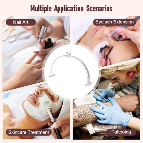 FAHKNS Half Moon Light for Nail Desk with Phone Holder, 29IN Folding Half-Moon Light with Shinning Diamond, LED Lamp for Nail Art, Eyelash Extension, Tattooing, Skin Management, Color Temperature 3000-6500K - Image 5