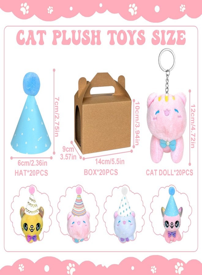 Jiytivity 60 Pcs Adopt A Cat Party Favors Include 20 Mini Stuffed Kittens 20 Foldable Kraft Boxes 20 Birthday Hats Cat Party Favors Mini Plush Stuffed Animals for Adopt A Kitty Cat Party Supplies Gifts - Image 2