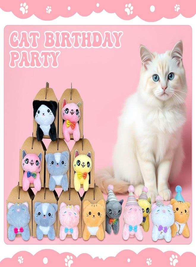 Jiytivity 60 Pcs Adopt A Cat Party Favors Include 20 Mini Stuffed Kittens 20 Foldable Kraft Boxes 20 Birthday Hats Cat Party Favors Mini Plush Stuffed Animals for Adopt A Kitty Cat Party Supplies Gifts - Image 3