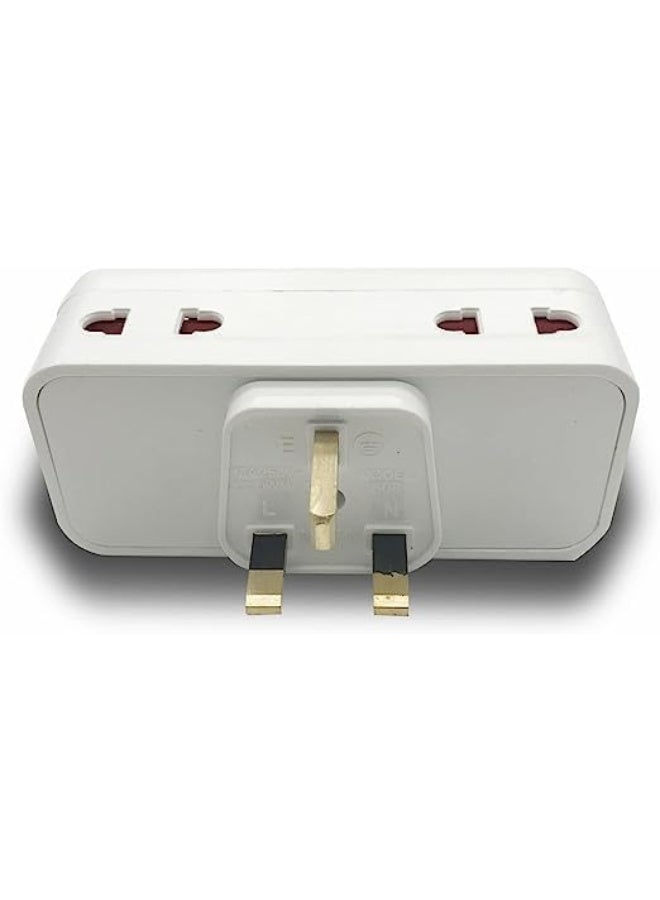 Zexen Universal Multi Plug Adapter with 2 Sockets and Power Switch, White - Image 4