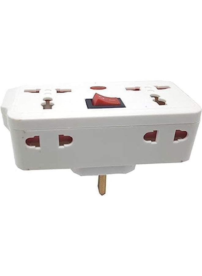 Zexen Universal Multi Plug Adapter with 2 Sockets and Power Switch, White - Image 5