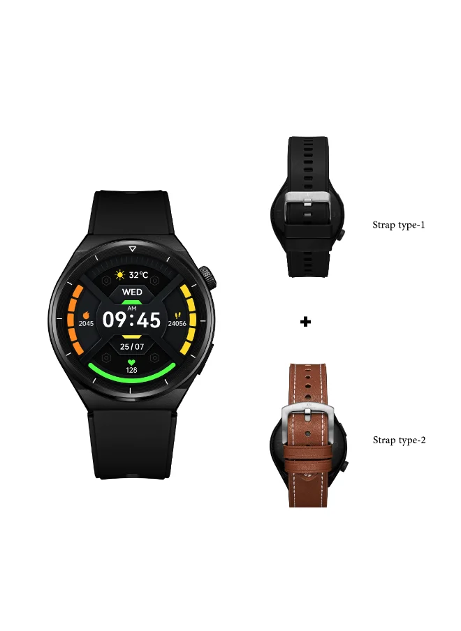 KENNETH SCOTT Unisex's Smart Display Watch With Black & Brown Leather & Silicone Strap - KG10X-XSBBD
