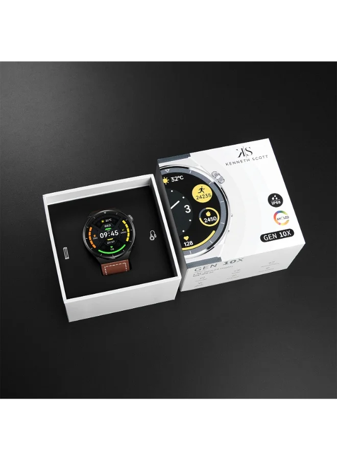 KENNETH SCOTT Leather & Silicone Smart Watch KG10X-XSBBD - 46.2 mm