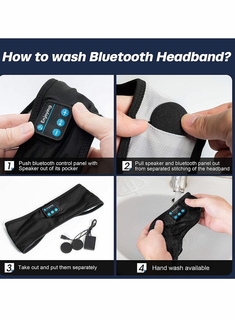 Excefore Sleep Headphones Bluetooth Sleep Eye Mask Wireless Headphones Sleeping Travel Music Eye Cover Sports Headband Headphones with Ultra-Thin HD Stereo Speakers for Insomnia Snoring Travel - Image 2