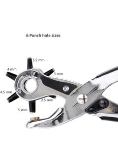 KANABEE KANAbee Metal Hole Punch Pliers Repair ToolMulti Tools for Leather Strap or Waist BeltWaist Band Belt Punching Machine with Multiple Hole Sizes Color Silver  - Image 3