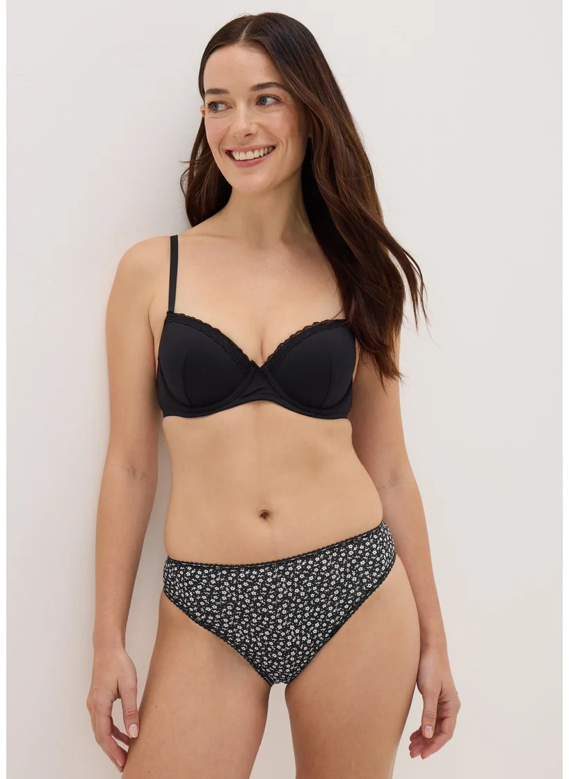 Matalan 4 Pack Black Mono Butterfly High Leg Knickers