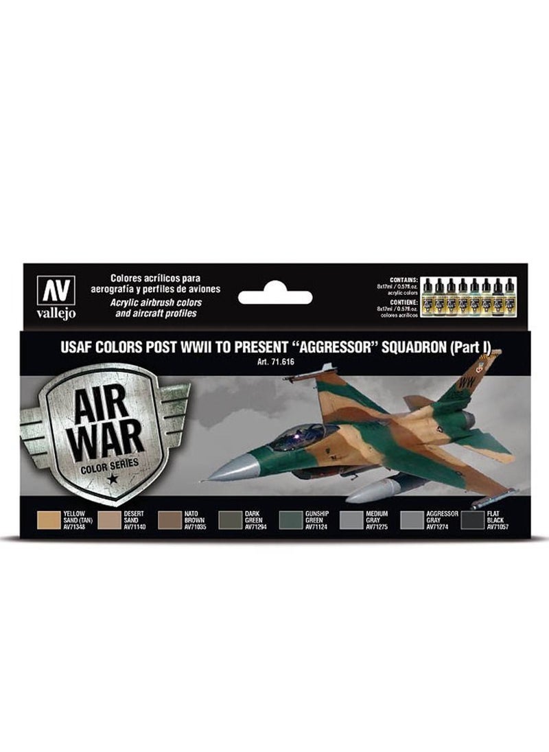 Vallejo - 71.616 VALLEJO MODEL AIR-AW SET: USAF COLORS AGRESSOR SQUADRON PART 1 17ml (8-pc set) - Image 1