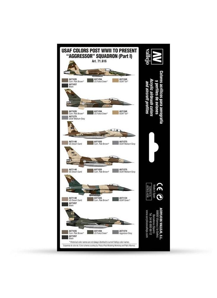 Vallejo - 71.616 VALLEJO MODEL AIR-AW SET: USAF COLORS AGRESSOR SQUADRON PART 1 17ml (8-pc set) - Image 1