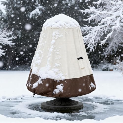TACOMA Fountain Cover 52 D x 68 HOutdoor 600D Heavy Duty Garden Fountains Statue Protective Cover with DrawstringWaterproof Windproof Fountain Protector Covers for WinterBeige Brown - Image 3