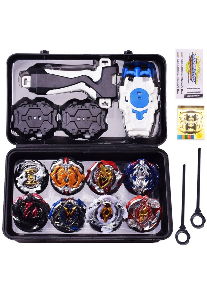 Beauenty BB888B-2 Grip Toy Sets Game Storage Box 8pcs Top Gyro Sets with 2 Launcher and Storage Box Birthday Gift for Boys Age 6 8 10+ 