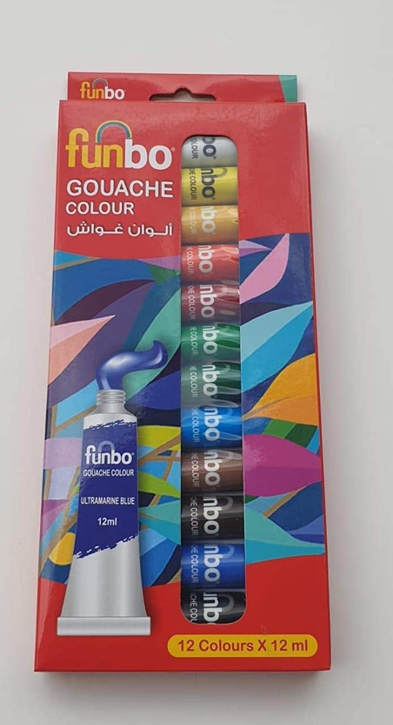 Funbo Gouache Paint Set - 12 Colors x 12ml Tubes