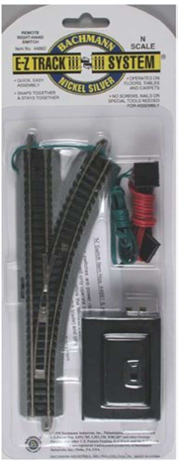 Bachmann Trains SnapFit EZ TRACK REMOTE TURNOUT RIGHT 1card NICKEL SILVER Rail With Grey Roadbed N Scale 8 - Image 2