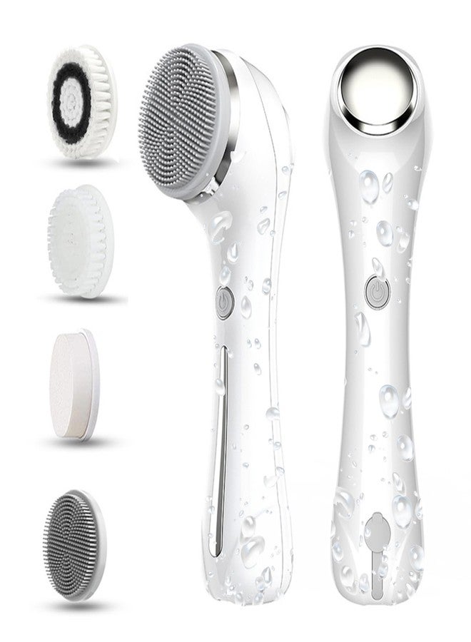HOERCAAL Facial Cleansing Brush, 2 in 1 Ｗaterproof IPx7 Facial Spin Scrubber Set with 4 Brush Heads, Rechargeable Exfoliating Face Brush Deep Cleansing, Gently Exfoliate and Remove Blackhead - Image 1