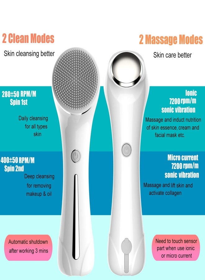 HOERCAAL Facial Cleansing Brush, 2 in 1 Ｗaterproof IPx7 Facial Spin Scrubber Set with 4 Brush Heads, Rechargeable Exfoliating Face Brush Deep Cleansing, Gently Exfoliate and Remove Blackhead - Image 2