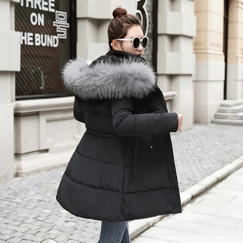 Barbora Winter Collar Fur Long Women's Puffer Coat BT122SIYAH9