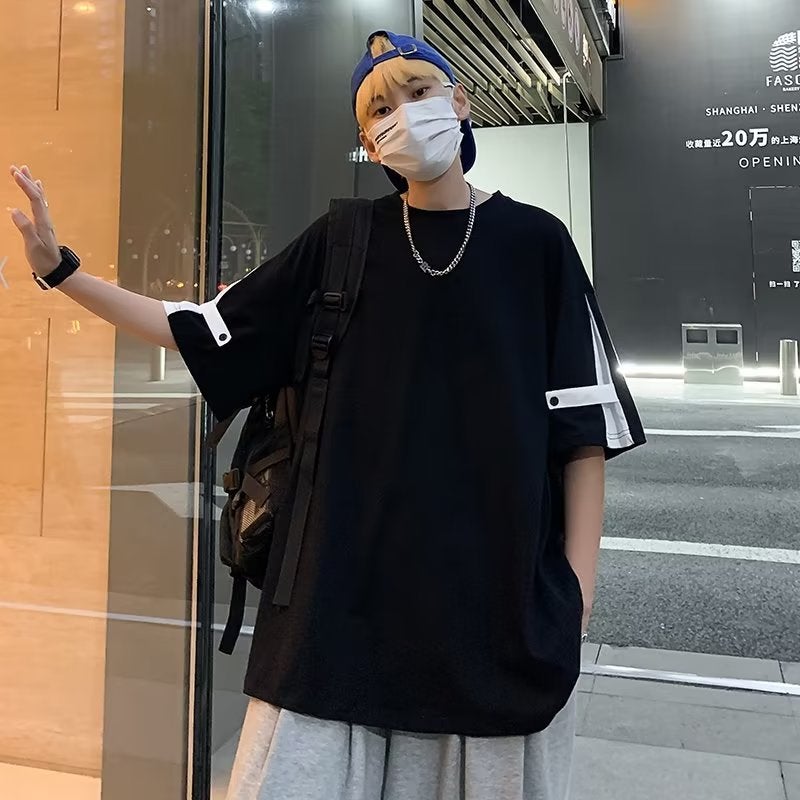 Standard fashion trendy spring new trendy ins round neck trendy half sleeve Daily Youth popular men's T-shirt all-matching - Image 1