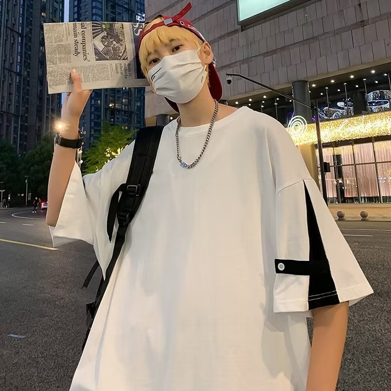 Standard fashion trendy spring new trendy ins round neck trendy half sleeve Daily Youth popular men's T-shirt all-matching - Image 5