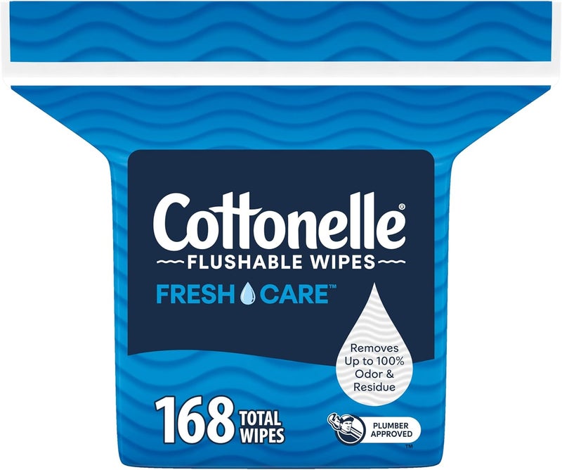 Cottonelle مناديل مبللة قابلة للشطف من فريش كير، مناديل مبللة للبالغين، عبوة إعادة تعبئة واحدة، 168 منديل في العبوة، قد يختلف التغليف - Image 1