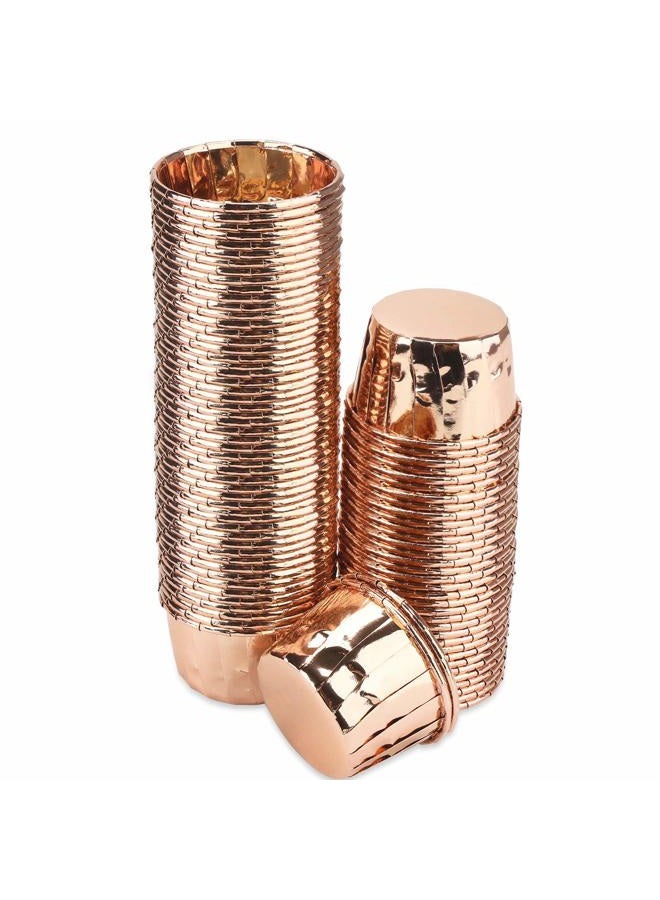 EUSOAR Aluminium Cups for Baking, 100pcs 3.5 oz Disposable Aluminum Ramekins, Rose Gold, Eco-friendly, Ideal for Casual Gathering, Outdoor Activity - Image 1