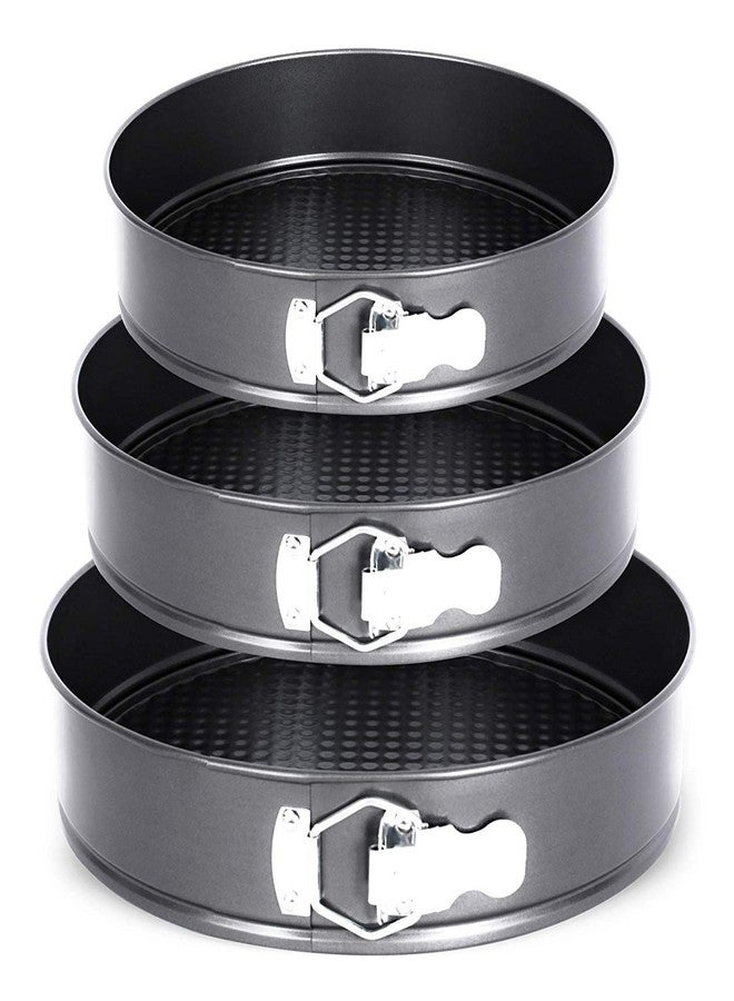 DiBha Cake 3 Pieces of Teflon Coated Spring Baking Tray, Removable Cake Mould, 3 Pcs, Black Round - Image 1