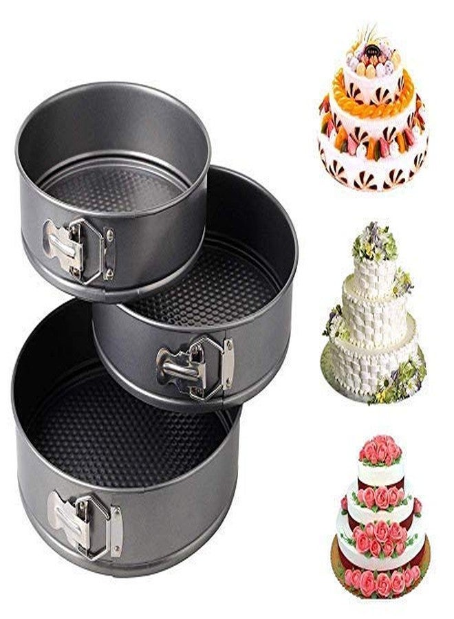 DiBha Cake 3 Pieces of Teflon Coated Spring Baking Tray, Removable Cake Mould, 3 Pcs, Black Round - Image 4