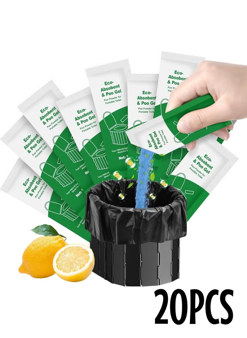 ECO 20-Pack Portable Toilet Gel - Fast-Acting Waste Absorber  Odor Eliminator, Leak-Proof Packets, Heat-Resistant for Desert Camping, Hiking, Travel  Emergencies - Image 1