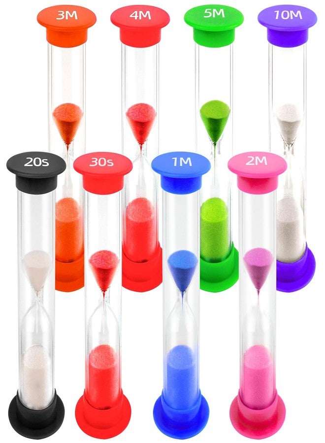 3 otters Sand Timer for Kids, 8PCS Colorful Hourglass Timers for Classroom 20sec/ 30sec/ 1min/ 2min/ 3min/ 4min/ 5min/ 10min Sand Clock Timers Set for Brushing Teeth Cooking Office Timing Task - Image 1