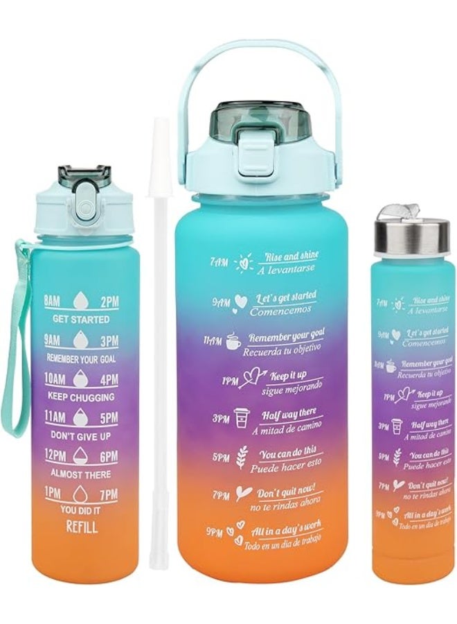 Desselan IndoorSet 64oz Water Bottle with Straw – Half Gallon Large BPA-Free Leakproof Water Jug | 3-Pack 26oz Sports & Travel Bottles (Blue) - Image 1