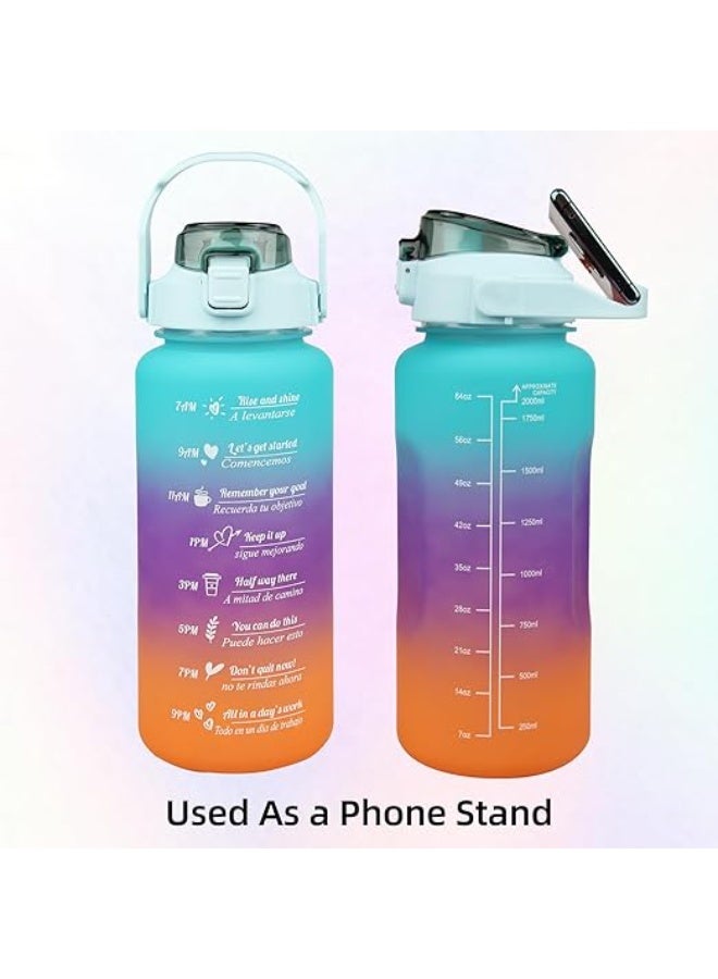 Desselan IndoorSet 64oz Water Bottle with Straw – Half Gallon Large BPA-Free Leakproof Water Jug | 3-Pack 26oz Sports & Travel Bottles (Blue) - Image 4