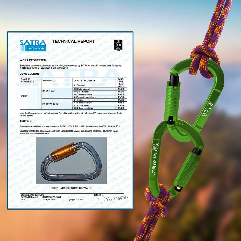FVW Auto Locking Rock Climbing Carabiner Clips, UIAA Certified Professional 25KN (5620 lbs) Heavy Duty Caribeaners for Rappelling Swing Rescue & Gym etc,Large Carabiners,D-Shaped - Image 5