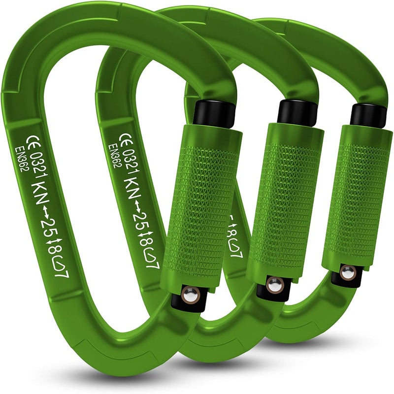 FVW Auto Locking Rock Climbing Carabiner Clips, UIAA Certified Professional 25KN (5620 lbs) Heavy Duty Caribeaners for Rappelling Swing Rescue & Gym etc,Large Carabiners,D-Shaped - Image 1