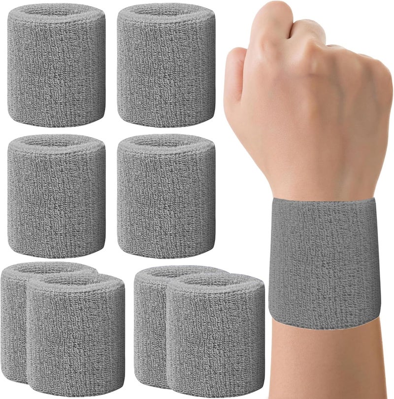 IMAGERIO 8 Pack Wrist Sweatbands Tennis Wrist Bands Absorbent Sweat Band for Men and Women, Breathable Cotton Sweatbands for Working Out, Football, Basketball, Running Athletic Sports - Image 1