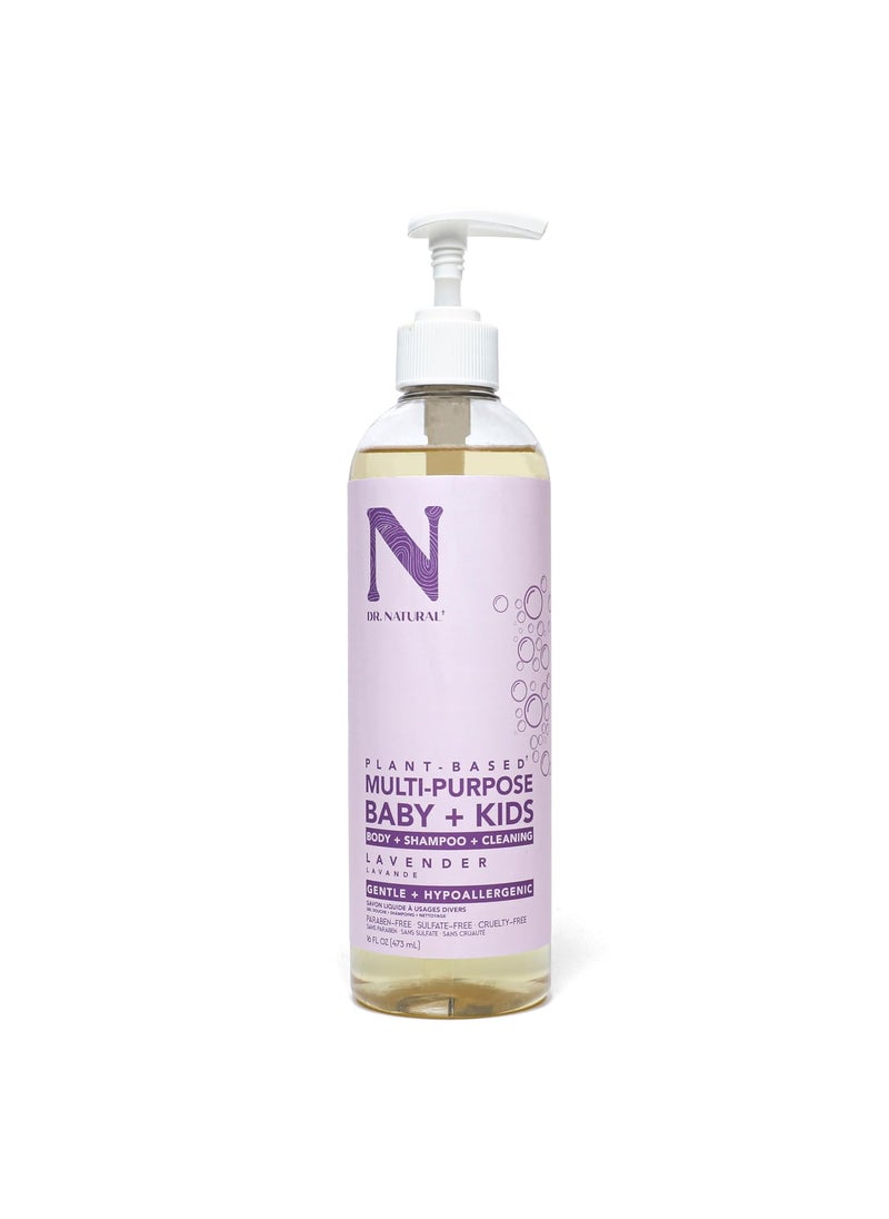 Dr. Natural Dr. Natural Multi-Purpose Baby Plus Kids Soap, Lavender, 16 oz - Plant-Based - with Shea Butter - Hypoallergenic - Body Wash, Face Wash, Hand Soap - Sulfate-Free, Paraben-Free, Cruelty-Free 